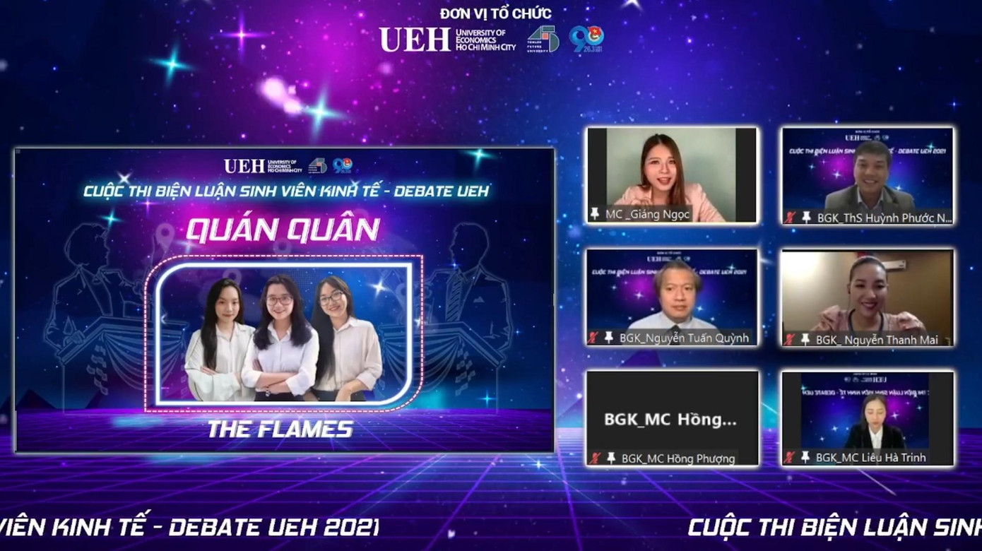 Đội FLAMES Quán quân cuộc thi Biện luận sinh viên kinh tế - DEBATE UEH 2021.