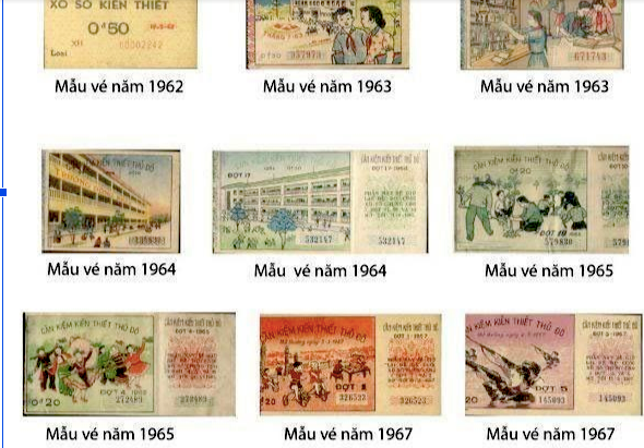 Mẫu vé xổ số kiến thiết trong những năm đầu tiên phát hành. Mẫu vé xổ số kiến thiết trong những năm đầu tiên phát hành.