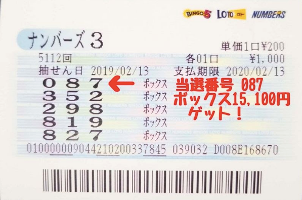 Mẫu xổ số number 3 của Nhật.