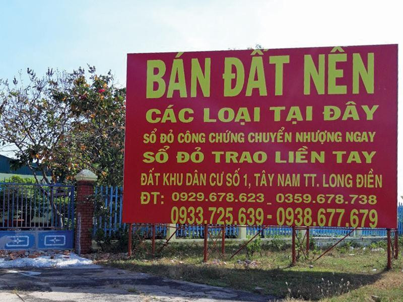 Dự án Khu dân cư số 1 Tây Nam thị trấn Long Điền vẫn đang được rao bán. Dự án Khu dân cư số 1 Tây Nam thị trấn Long Điền vẫn đang được rao bán.