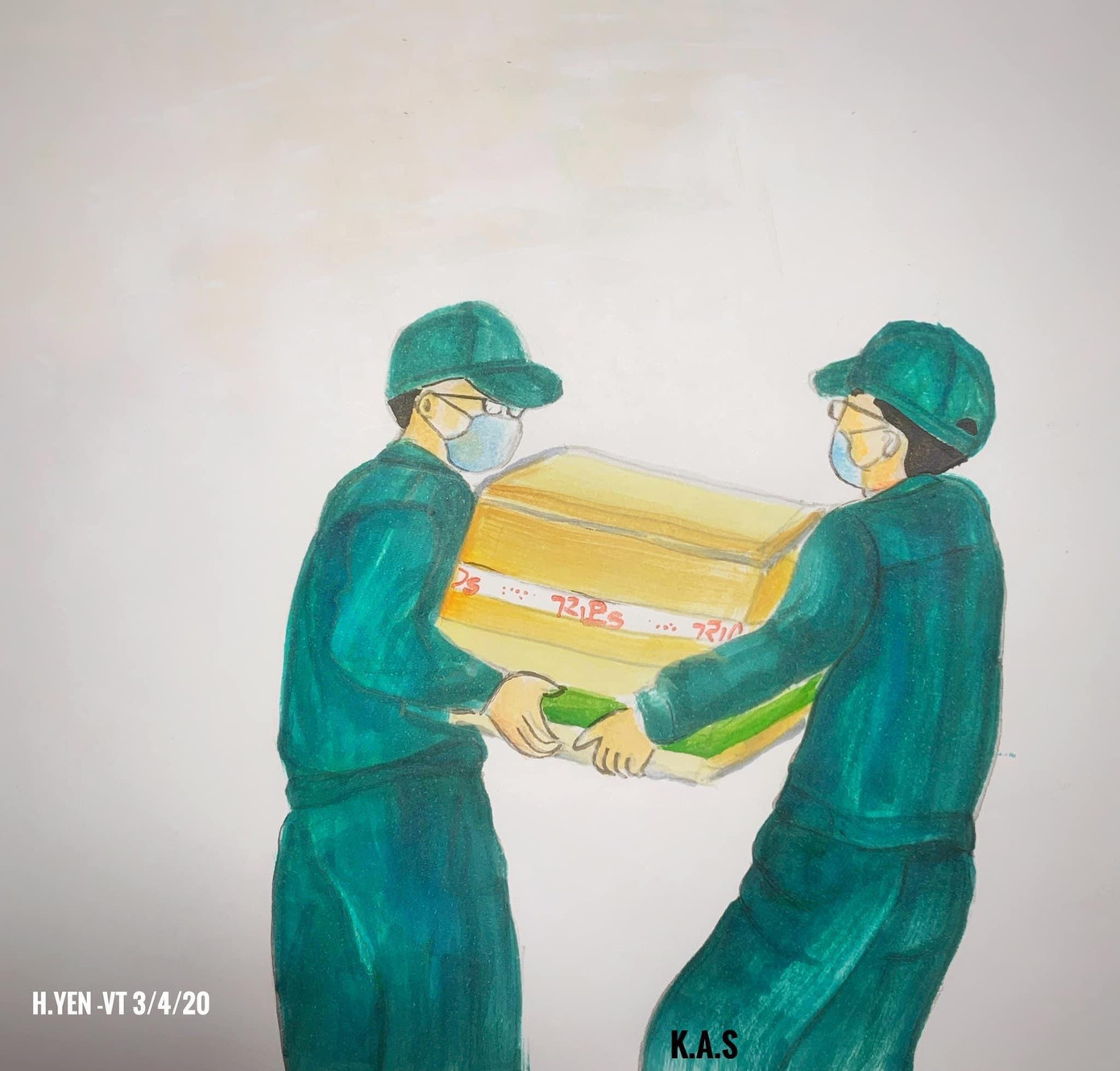 Lực lượng dân quân tự vệ vận chuyển đồ cho bà con.