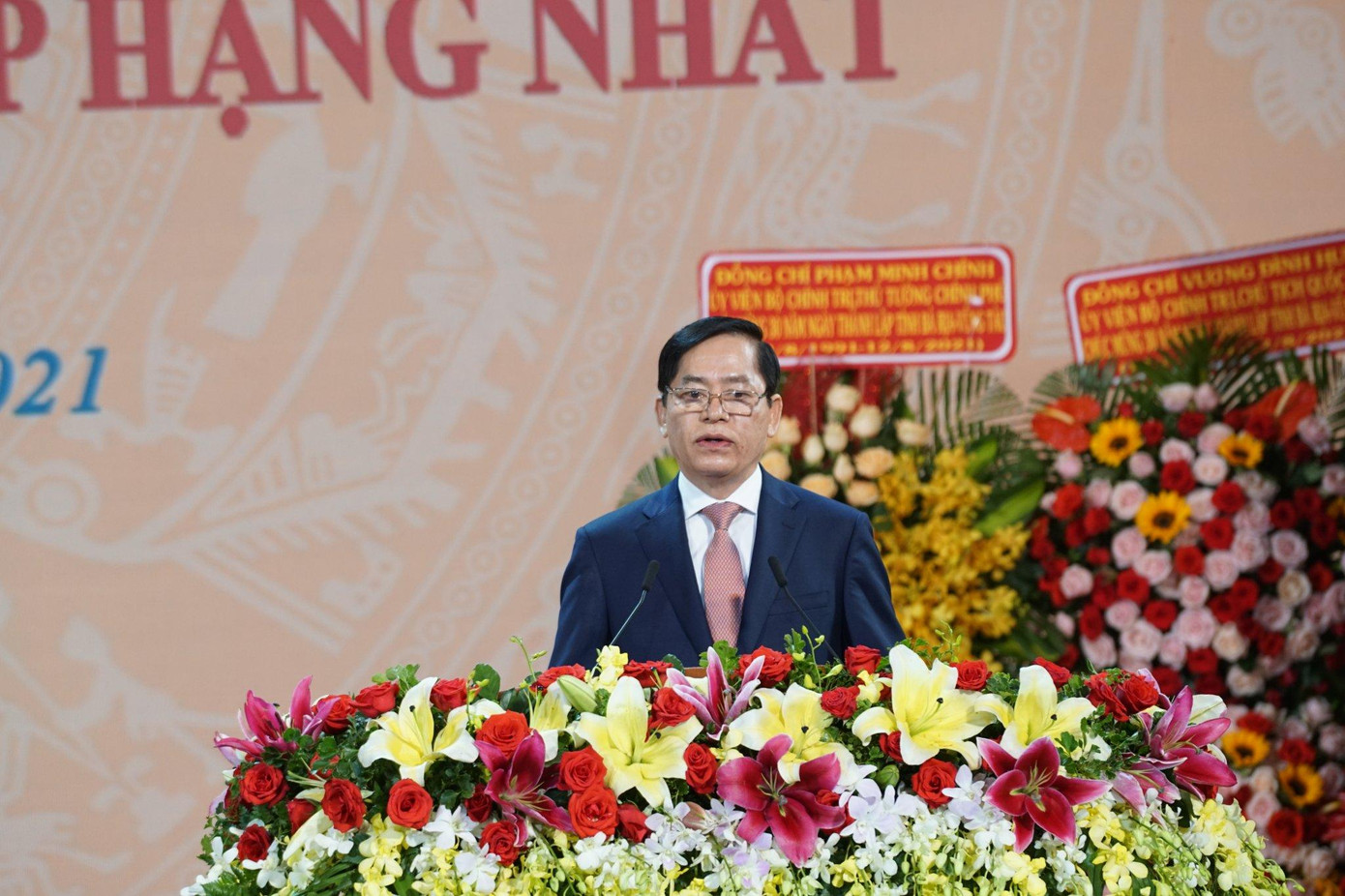 Ông Phạm Viết Thanh, Ủy viên Trung ương Đảng, Bí thư Tỉnh Ủy, Chủ tịch HĐND tỉnh Bà Rịa-Vũng Tàu phát biểu tại buổi lễ.