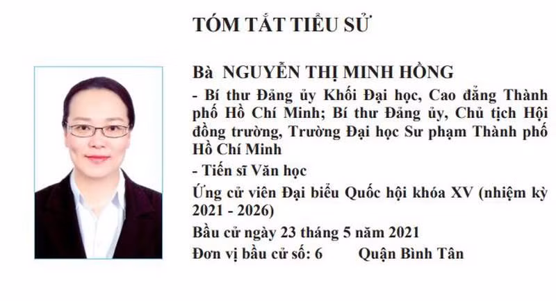 Chủ tịch Hội đồng trường ĐH Sư phạm TP. HCM ứng cử Đại biểu Quốc hội khóa XV. Chủ tịch Hội đồng trường ĐH Sư phạm TP. HCM ứng cử Đại biểu Quốc hội khóa XV.