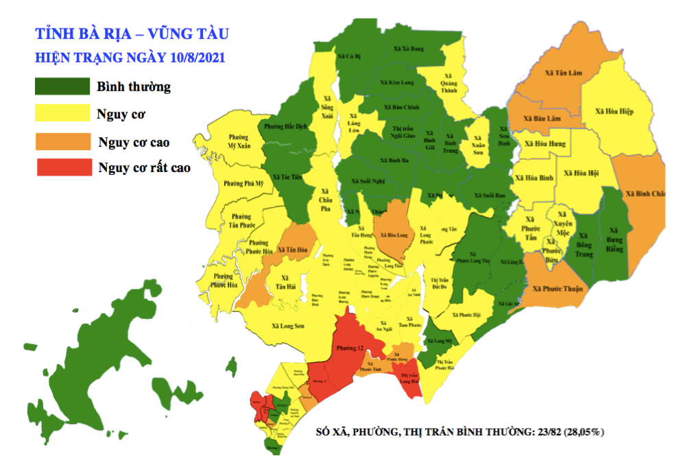 Hiện trạng dịch COVID-19 ở Bà Rịa-Vũng Tàu vào ngày 10/8. Hiện trạng dịch COVID-19 ở Bà Rịa-Vũng Tàu vào ngày 10/8.