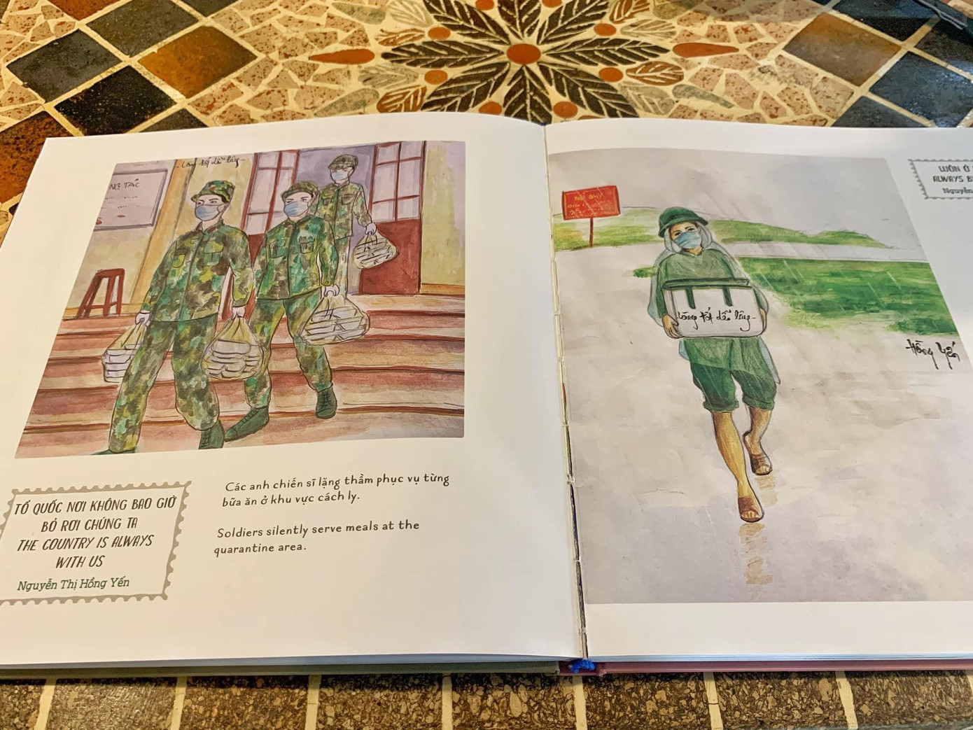 có 3 bức tranh của cô Yến được chọn đăng trong tập sách tranh &quot;Lòng tốt dễ lây&quot; do Quỹ Nhi đồng Liên Hiệp Quốc (UNICEF) phối hợp với Công ty CP Văn hóa và Truyền thông Nhã Nam phát hành vào tháng 2/2021.