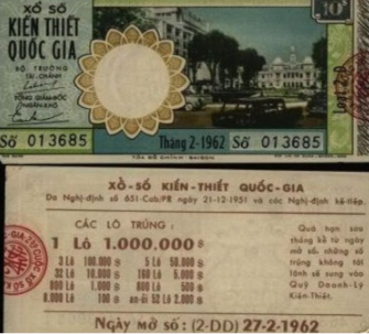 Xổ số kiến thiết miền Bắc những năm 60 thế kỷ XX.