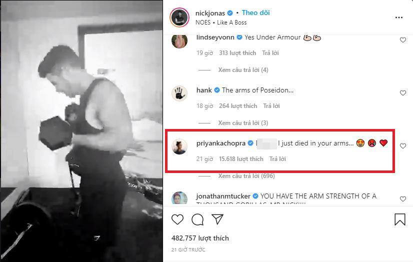 Priyanka Chopra tán tỉnh chồng trẻ trên mạng xã hội.