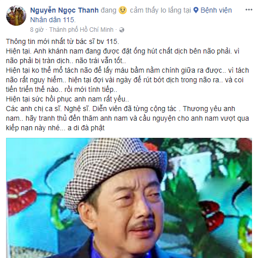 Danh hài Khánh Nam đã qua tình trạng nguy kịch ảnh 1