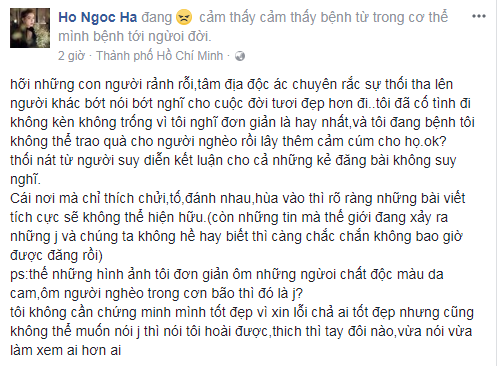Bị ‘ném đá’ vì đeo khẩu trang làm từ thiện, Hồ Ngọc Hà nói gì? ảnh 1