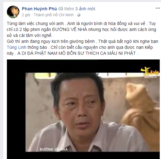 Giới nghệ sĩ đồng loạt cầu nguyện cho danh hài Khánh Nam ảnh 1