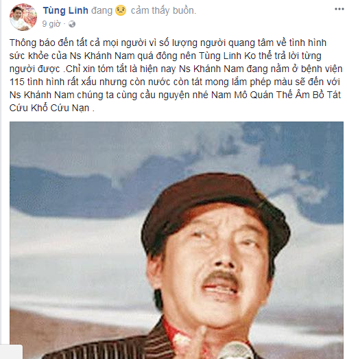 Giới nghệ sĩ đồng loạt cầu nguyện cho danh hài Khánh Nam ảnh 2