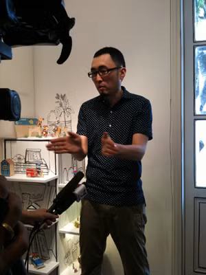 Takashi Tsunoda tại triển lãm “Thế giới đồ chơi nội thất” tại Hà Nội hôm 11-8