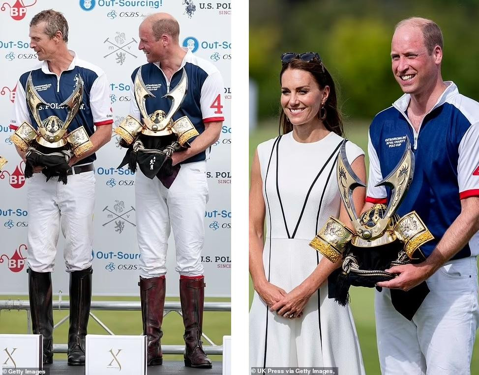 Hoàng tử William cùng đồng đội ôm cúp chiến thắng của Royal Charity Polo Cup 2022.
