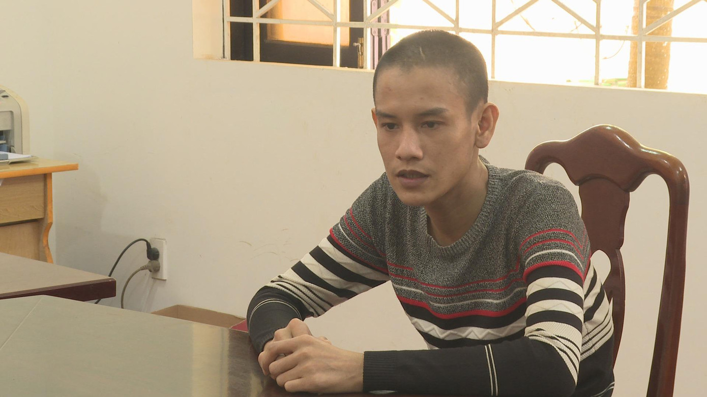 Đối tượng Hiếu tại cơ quan điều tra