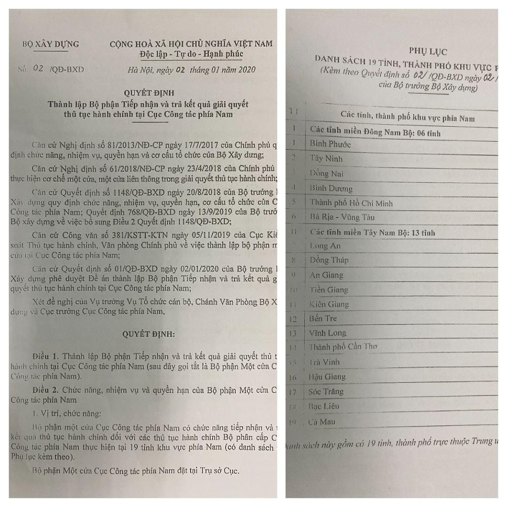 Quyết định Cục Công tác phía Nam tiếp nhận hồ sơ của 19 tỉnh thành phía Nam được ban hành từ năm 2020 Quyết định Cục Công tác phía Nam tiếp nhận hồ sơ của 19 tỉnh thành phía Nam được ban hành từ năm 2020