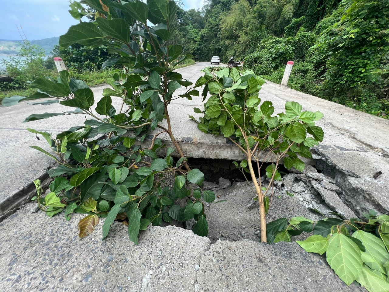 Vị trí sụt lún trên tuyến đường dân sinh nối 2 xã Nam Ka – Ea R’bin Vị trí sụt lún trên tuyến đường dân sinh nối 2 xã Nam Ka – Ea R’bin