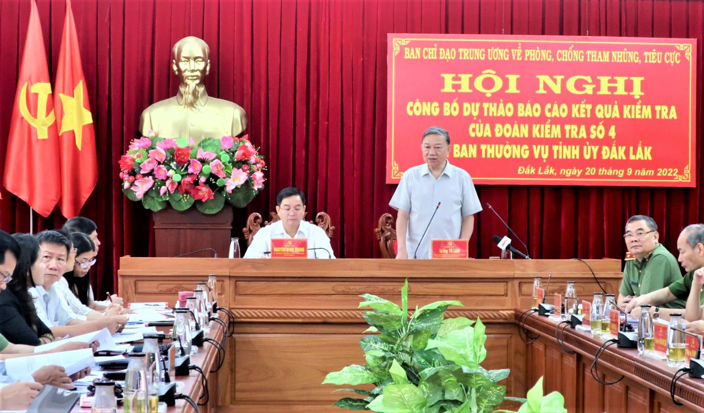 Đại tướng Tô Lâm yêu cầu Đắk Lắk đặc biệt quan tâm đến tội phạm lĩnh vực đất đai, tài nguyên, rừng Đại tướng Tô Lâm yêu cầu Đắk Lắk đặc biệt quan tâm đến tội phạm lĩnh vực đất đai, tài nguyên, rừng