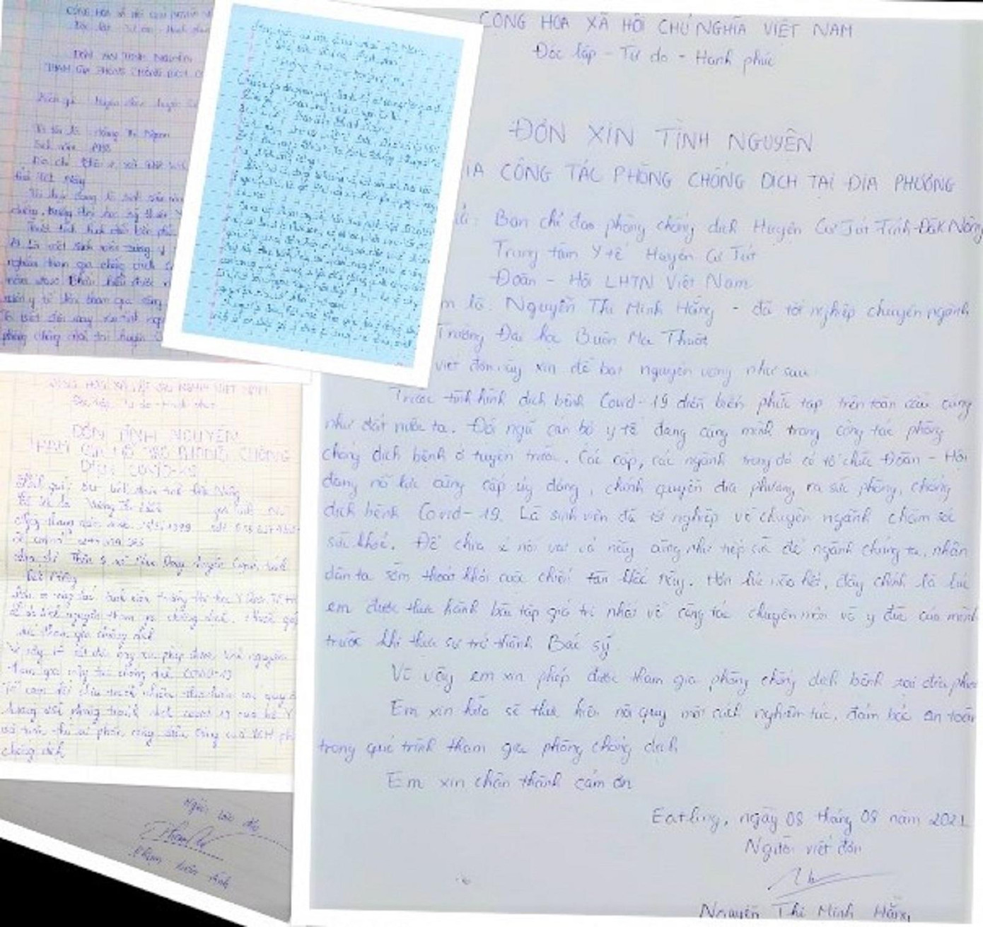 Những lá đơn tình nguyện viết tay Những lá đơn tình nguyện viết tay