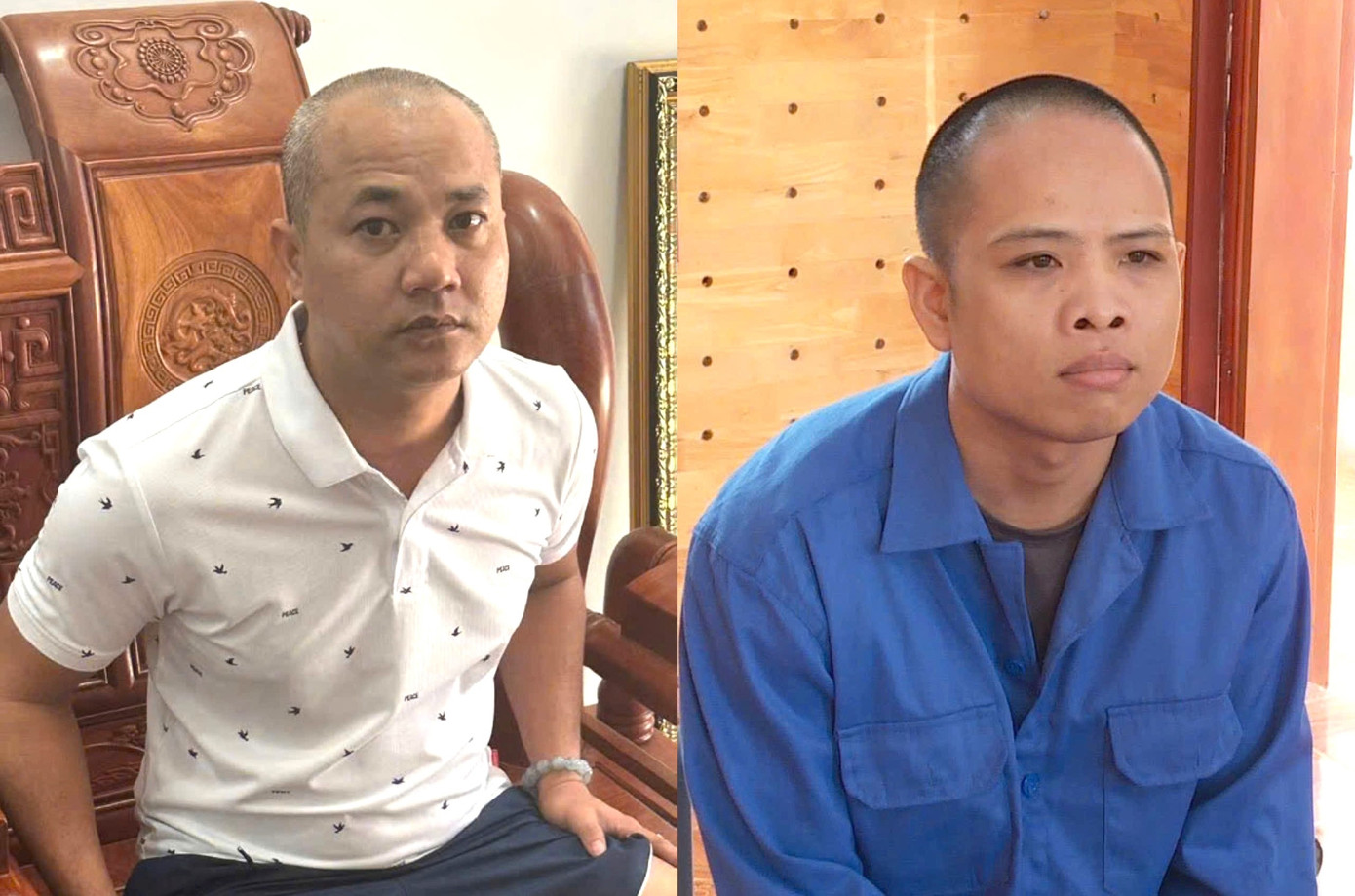 Đối tượng Nguyễn Thái Nguyên (trái) và Trần Văn Ngọ. Ảnh: Anh Đức