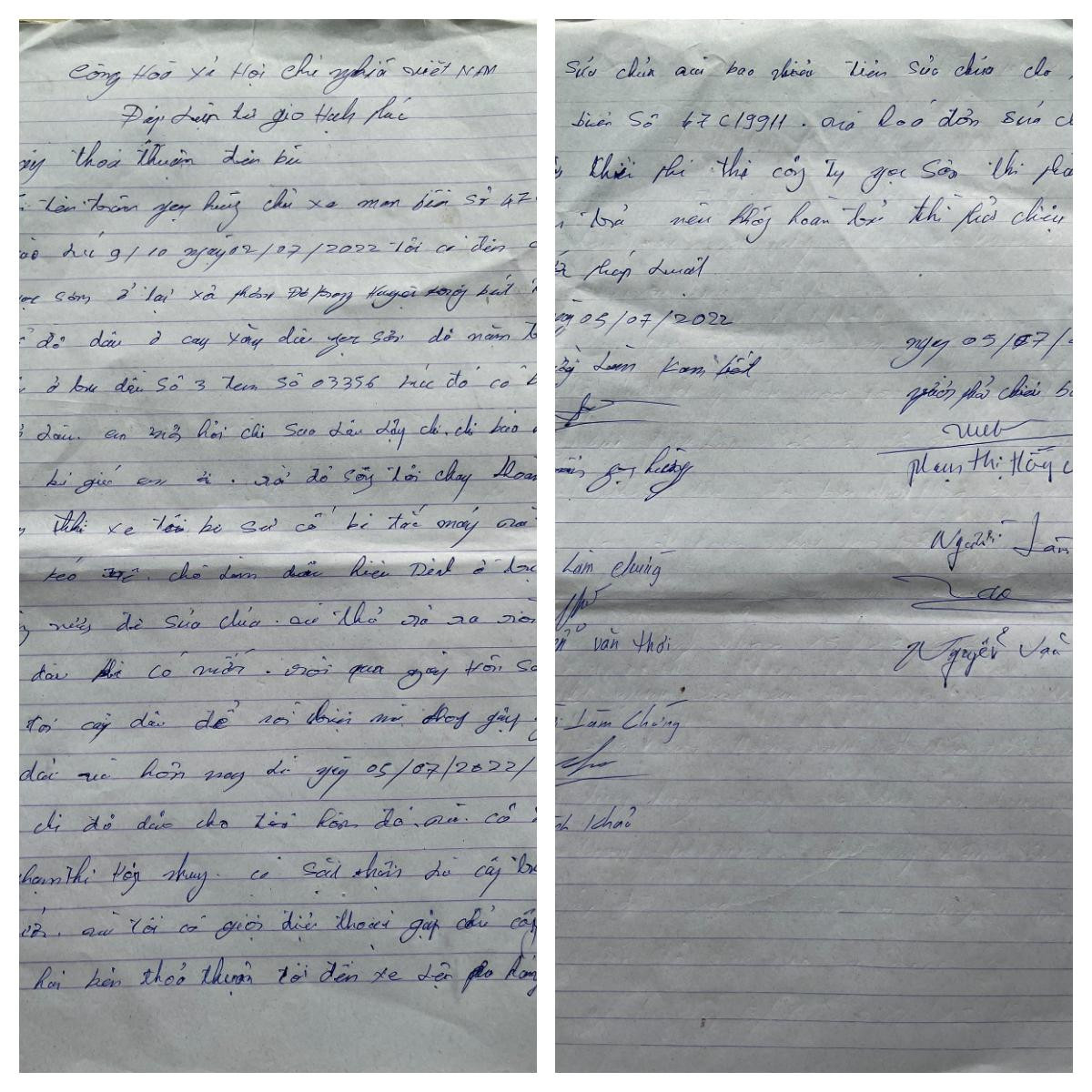 Giấy cam kết được lập sau khi vụ việc xảy ra