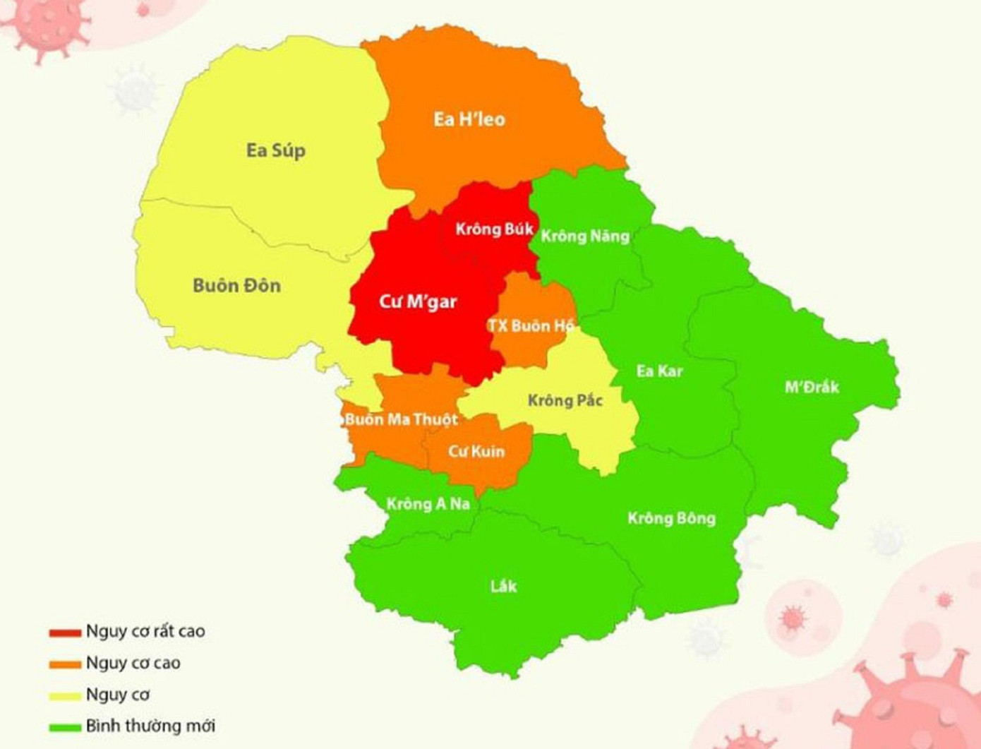 Phân định các khu vực liên quan đến COVID-19. Ảnh: Sở Y tế Đắk Lắk Phân định các khu vực liên quan đến COVID-19. Ảnh: Sở Y tế Đắk Lắk