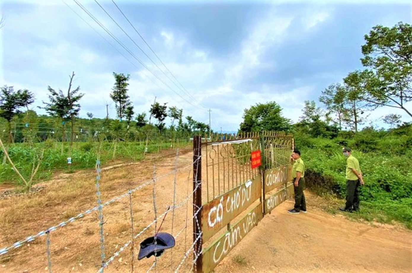 Cơ quan chức năng kiểm tra đất nhà ông Diễn Cơ quan chức năng kiểm tra đất nhà ông Diễn