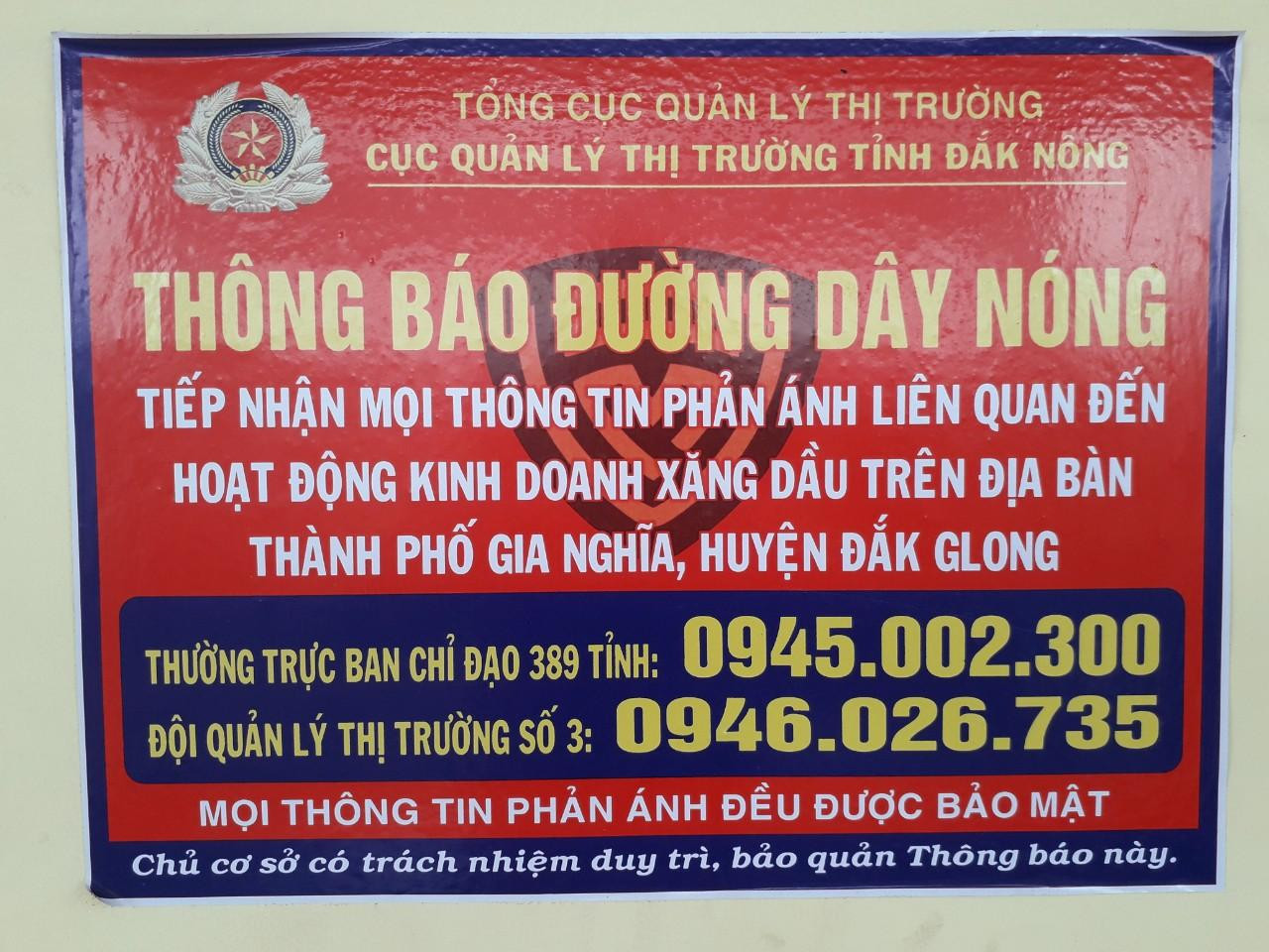 Cục Quản lý thị trường Đắk Nông công bố số điện thoại đường dây nóng Cục Quản lý thị trường Đắk Nông công bố số điện thoại đường dây nóng