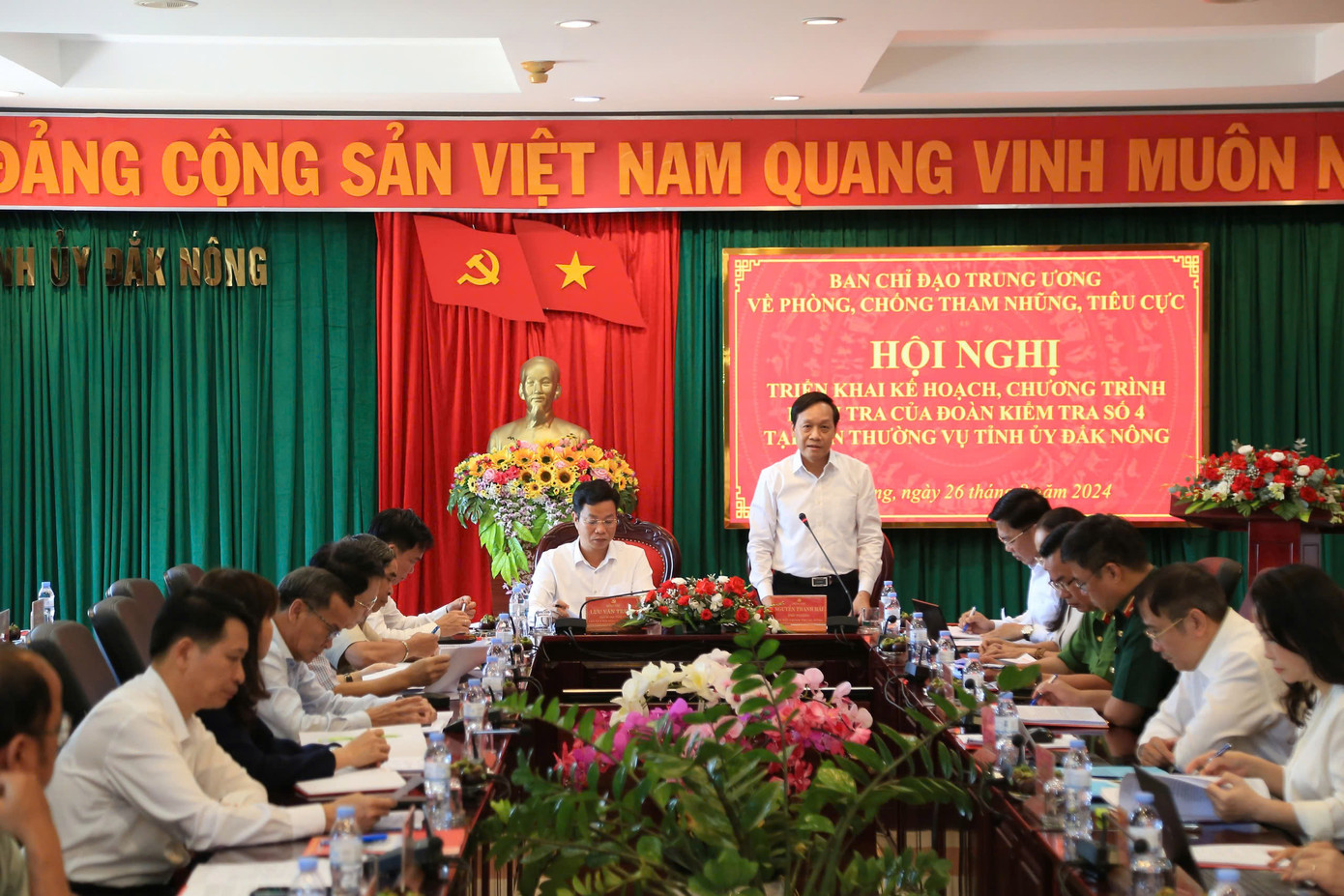 Đoàn kiểm tra số 4 của Ban Chỉ đạo Trung ương về phòng, chống tham nhũng, tiêu cực, làm việc với Đắk Nông. Ảnh: L.Phước Đoàn kiểm tra số 4 của Ban Chỉ đạo Trung ương về phòng, chống tham nhũng, tiêu cực, làm việc với Đắk Nông. Ảnh: L.Phước