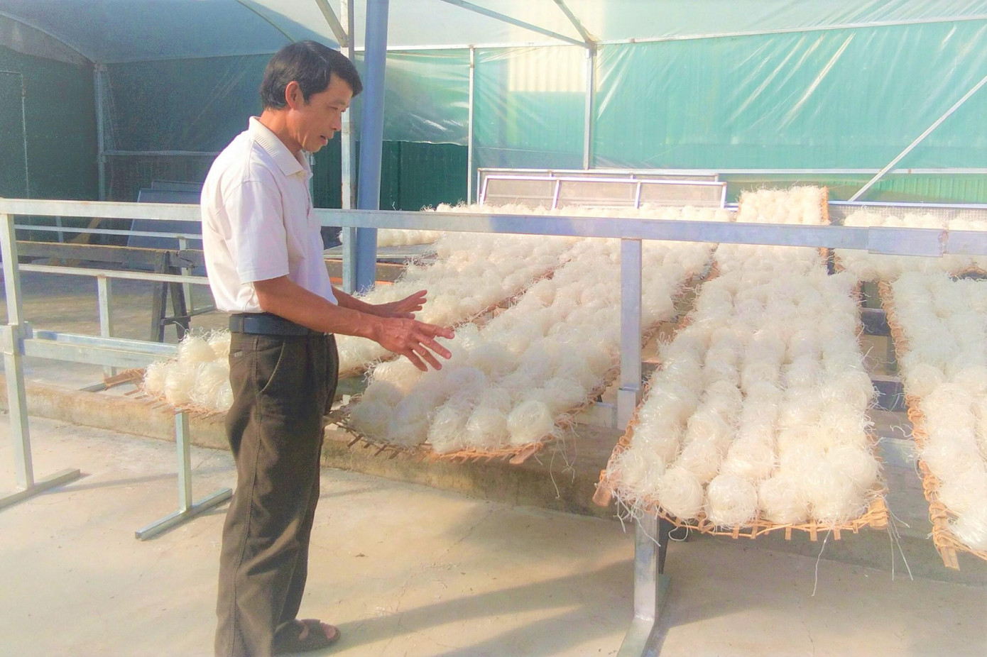 Ông Hà Văn Tuyến, Chủ nhiệm HTX Bún – Miến - Phở khô Chi Lăng cho biết, HTX được thành lập năm 2019, với 30 hộ gia đình tham gia, tạo việc làm và thu nhập khá ổn định cho người dân địa phương. Năm 2019, dịch COVID-19 phần nào ảnh hưởng đến đầu ra sản phẩm. Tuy nhiên, cuối năm sản lượng hàng của HTX tăng lên từ 3-5 lần so với ngày thường, ông rất mừng. Hiện, các hộ sản xuất đều tăng cường nhân lực, chạy đua với thời gian sản xuất kịp các đơn hàng.