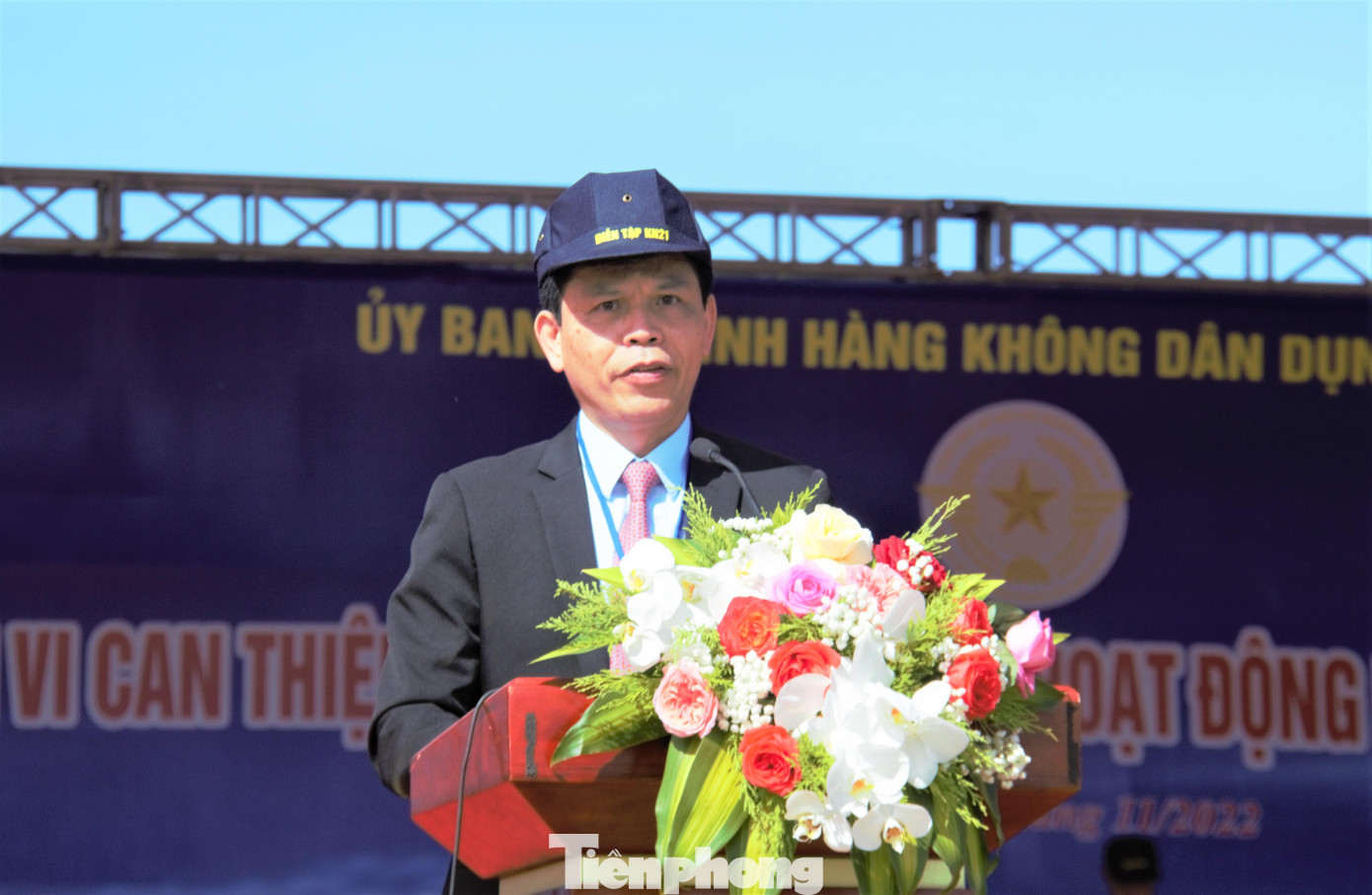 Ông Lê Anh Tuấn - Thứ trưởng Bộ GTVT, Phó chủ tịch Ủy ban An ninh hàng không dân dụng quốc gia - phát biểu tại cuộc diễn tập.