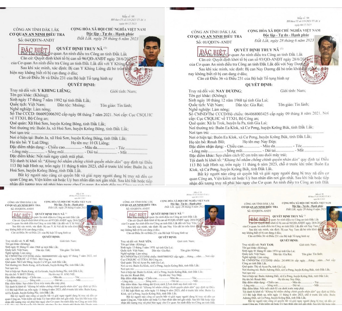 Các bị can bị truy nã đặc biệt