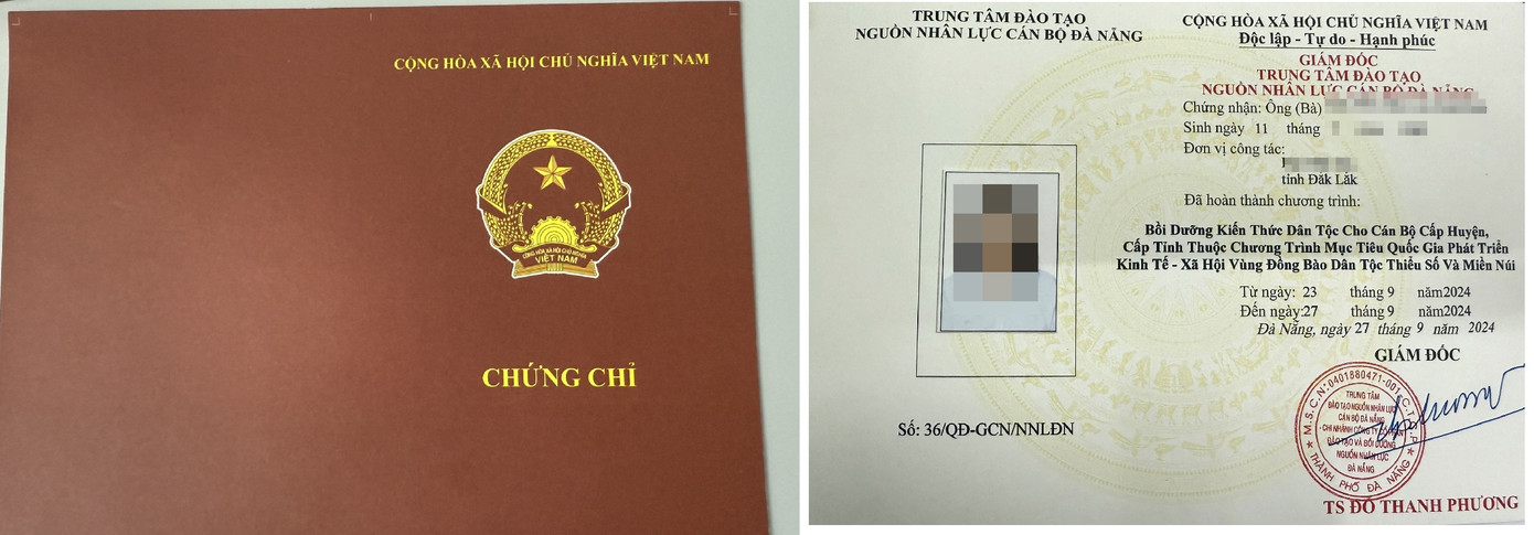 Chứng chỉ được cấp cho cán bộ sau 5 ngày bồi dưỡng