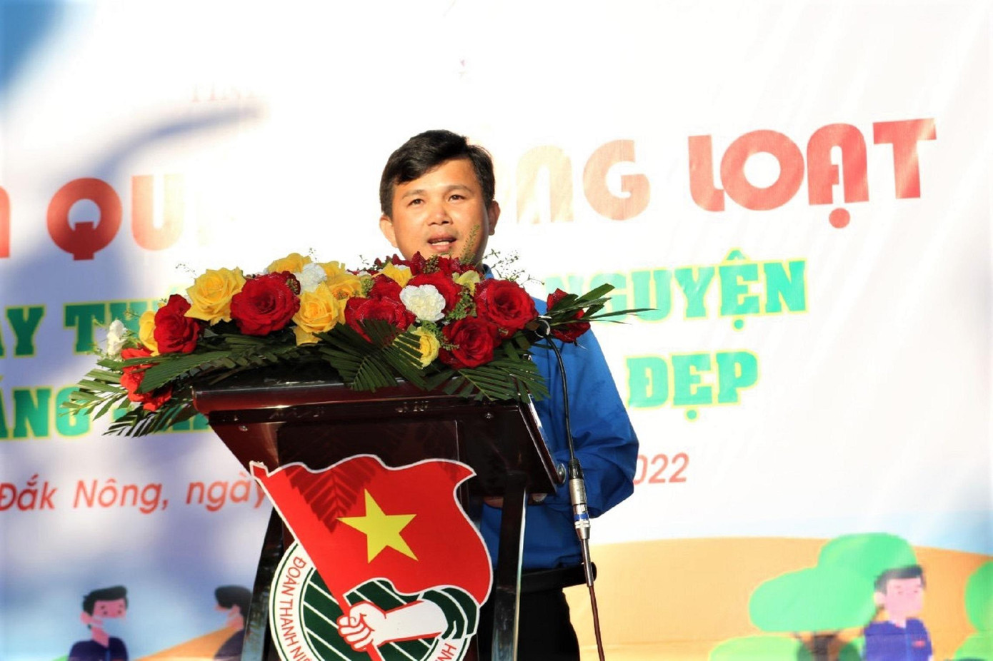 Anh Châu Ngọc Lương, Bí thư Tỉnh đoàn Đắk Nông phát biểu tại lễ ra quân Anh Châu Ngọc Lương, Bí thư Tỉnh đoàn Đắk Nông phát biểu tại lễ ra quân