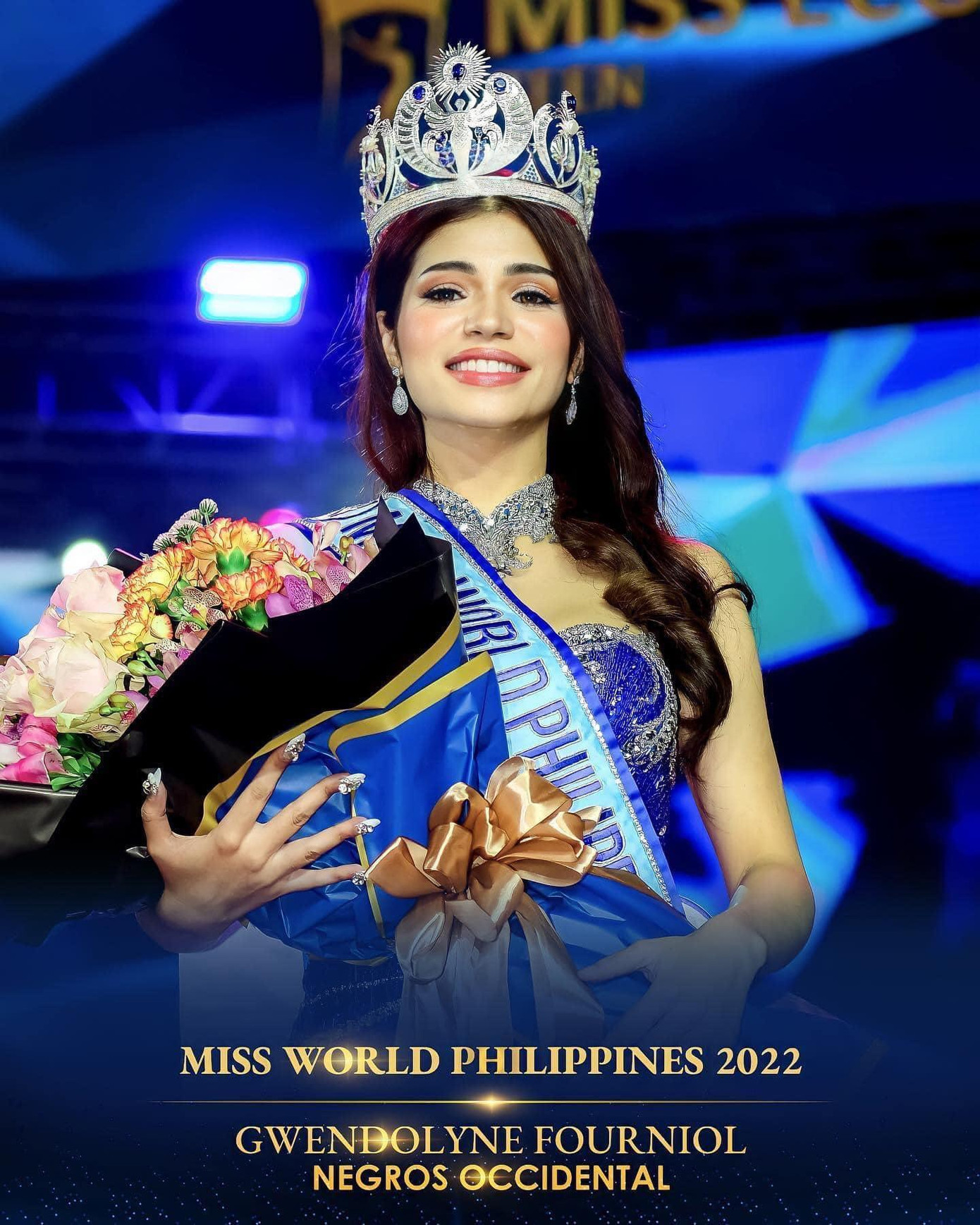 Mới đây, người đẹp Gwendolyne Fourniol, 21 tuổi đến từ tỉnh Negros Occidental đã đăng quang Miss World Philippines - Hoa hậu Thế giới Philippines 2022.