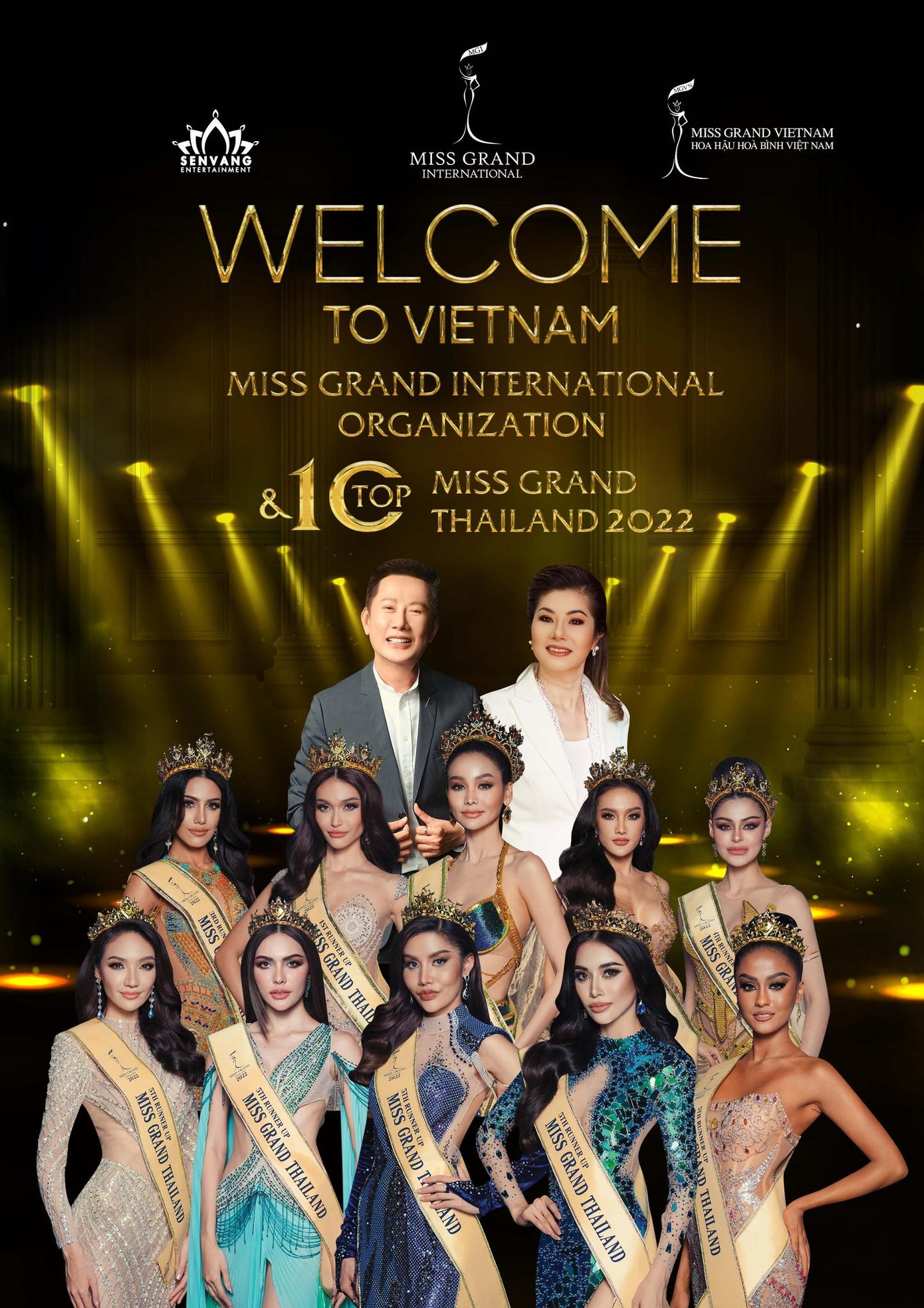 Mr. Nawat, Ms.Teresa cùng Top 10 Miss Grand Thailand 2022 chính thức đến Việt Nam tham dự họp báo khởi động Miss Grand Vietnam 2022 vào ngày 7/6 tới đây.