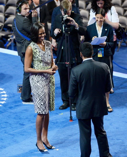 Michelle Obama trong một bộ đầm trang nhã khác cũng tại đại hội Đảng Dân chủ tháng 9-2012