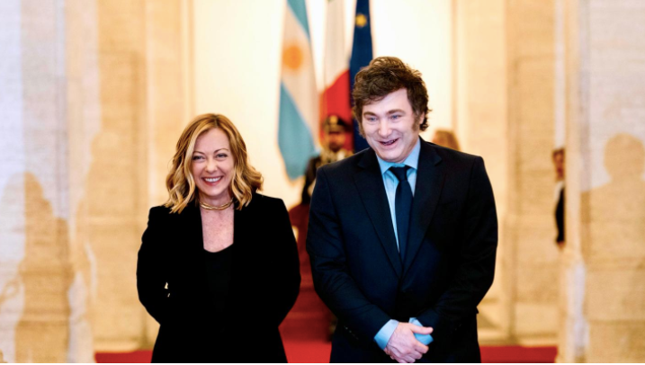 Thủ tướng Ý Giorgia Meloni có mối quan hệ thân thiết với Tổng thống Argentina Javier Milei. (Ảnh: epa)