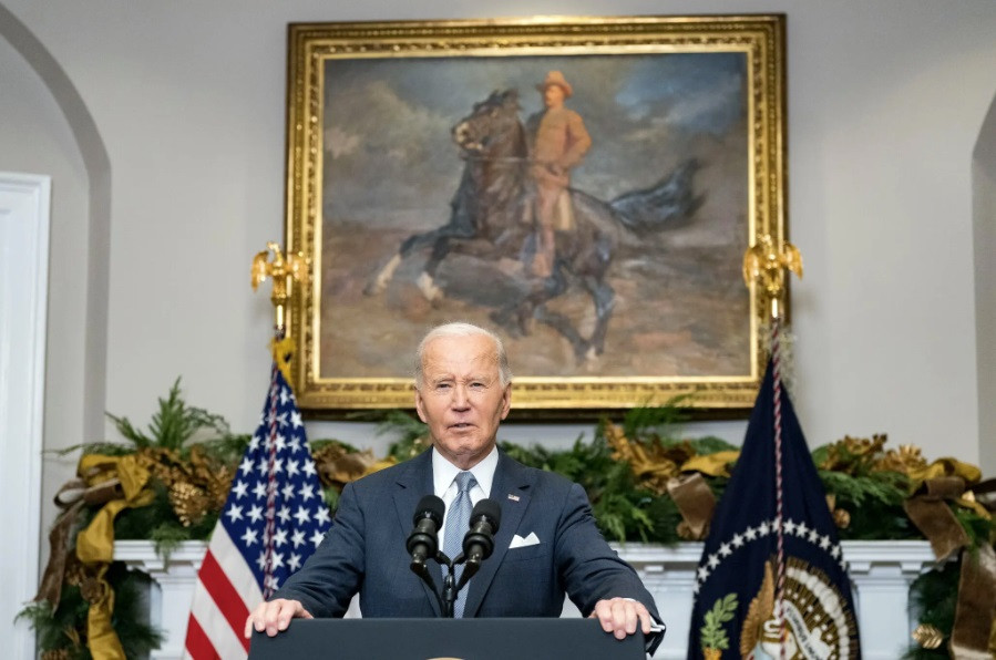 Tổng thống Biden phát biểu từ Nhà Trắng, ngày 8/12. (Ảnh: NYT)
