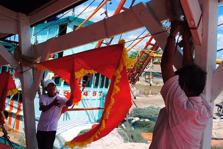 Thị trấn Sông Đốc vào lễ Nghinh Ông