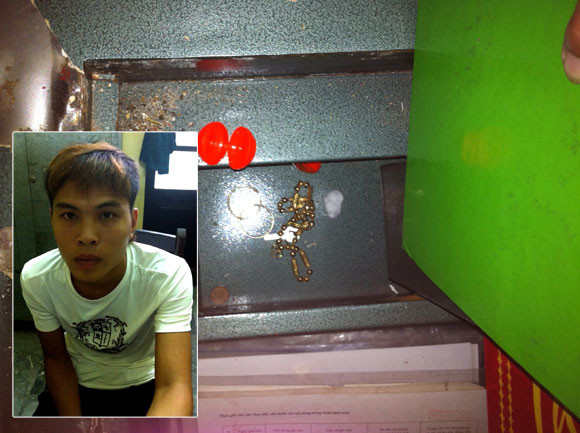 Hiện trường vụ phá két sắt và đối tượng Nguyễn Cao Nguyên