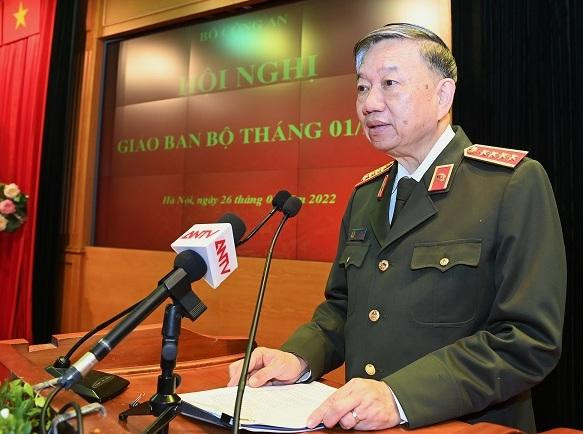 Bộ trưởng Tô Lâm phát biểu tại hội nghị. Ảnh: C.A