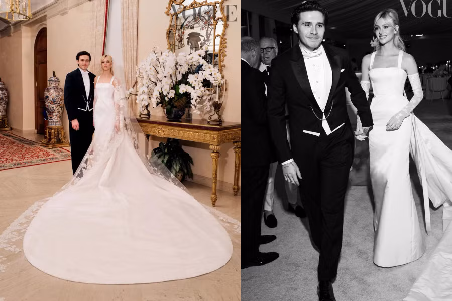 Cặp vợ chồng trẻ hạnh phúc tại hôn lễ hoành tráng nhất năm. Nguồn: Vogue
