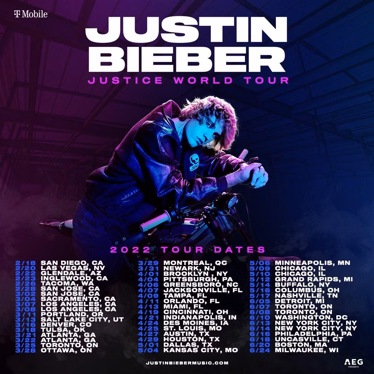 Mang tên "tour lưu diễn thế giới" nhưng Justice World Tour chỉ được tổ chức chủ yếu tại Mỹ.