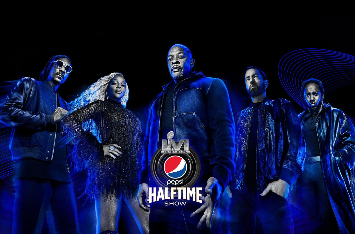 Super Bowl Halftime Show 2022 quy tụ 5 tên tuổi đình đám hàng đầu của làng Hip-Hop Mỹ.