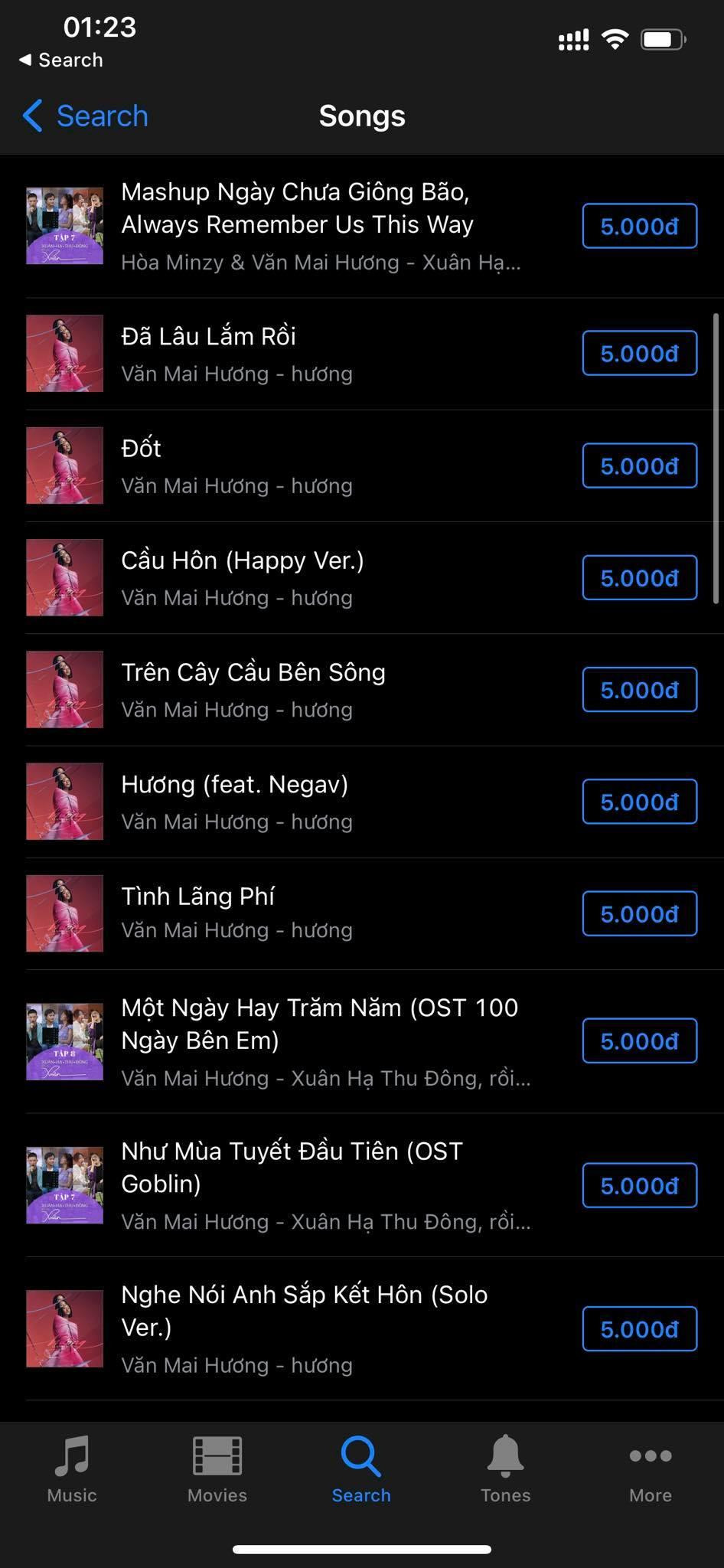 Bản cover của Văn Mai Hương được bán công khai trên iTunes.