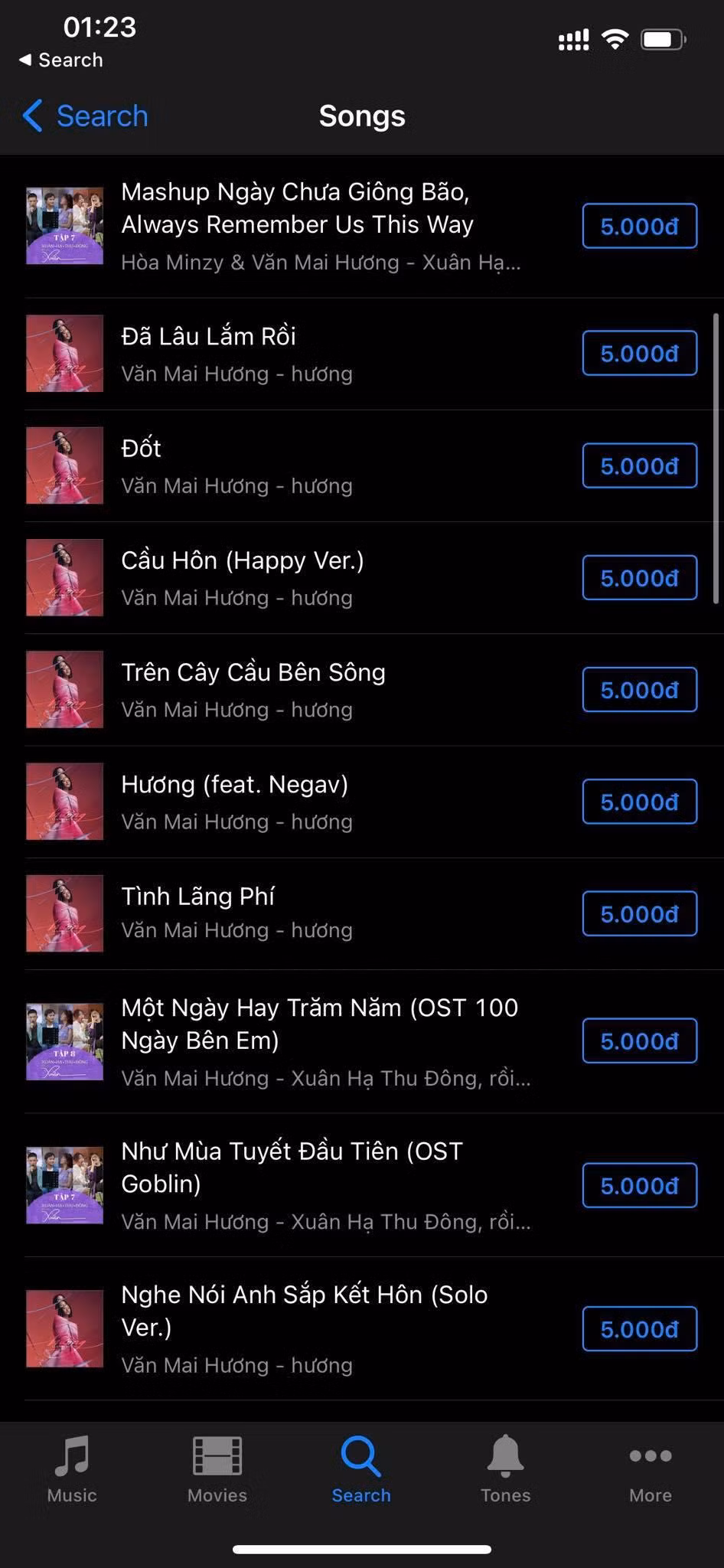 Bản cover của Văn Mai Hương được bán công khai trên iTunes.