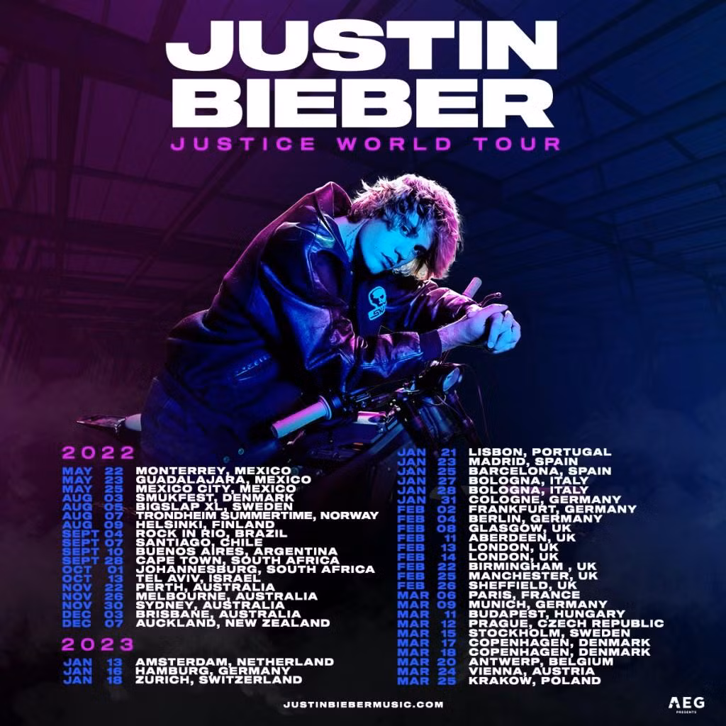 Chuyến lưu diễn vòng quanh thế giới của Justin Bieber đứng trước khả năng bị hoãn lại cho đến khi nam ca sĩ bình phục hoàn toàn.