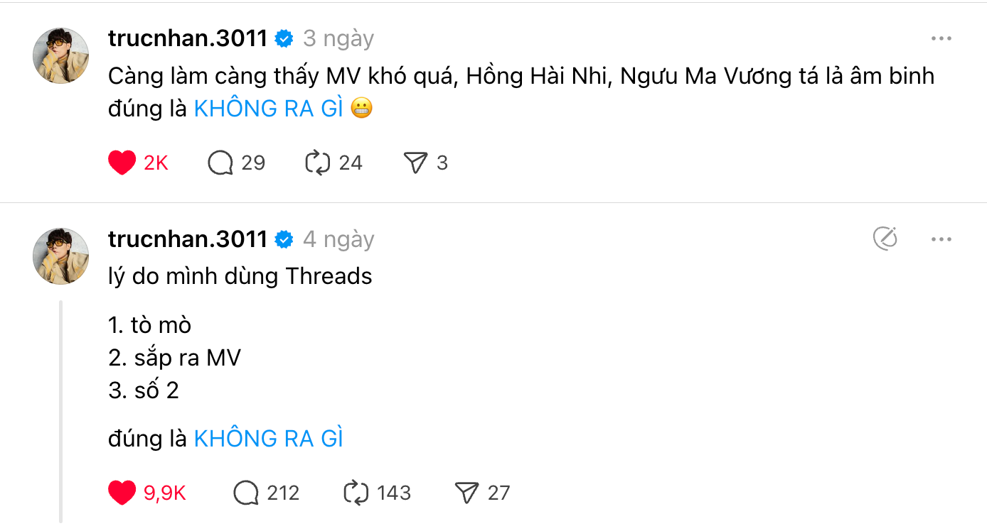 Trúc Nhân lộ rõ "tâm cơ" khi gia nhập Threads. Trúc Nhân lộ rõ "tâm cơ" khi gia nhập Threads.