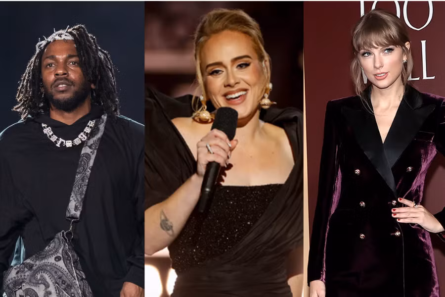 Taylor Swift, Kendrick Lamar và Adele là 3 cái tên nổi bật trên đường đua Bài hát của năm.