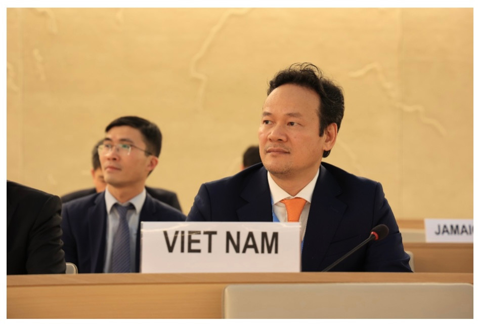 Đại sứ Mai Phan Dũng, Trưởng Phái đoàn Thường trực của Việt Nam tại Liên Hợp Quốc phát biểu tại phiên họp. (Ảnh: TTXVN)